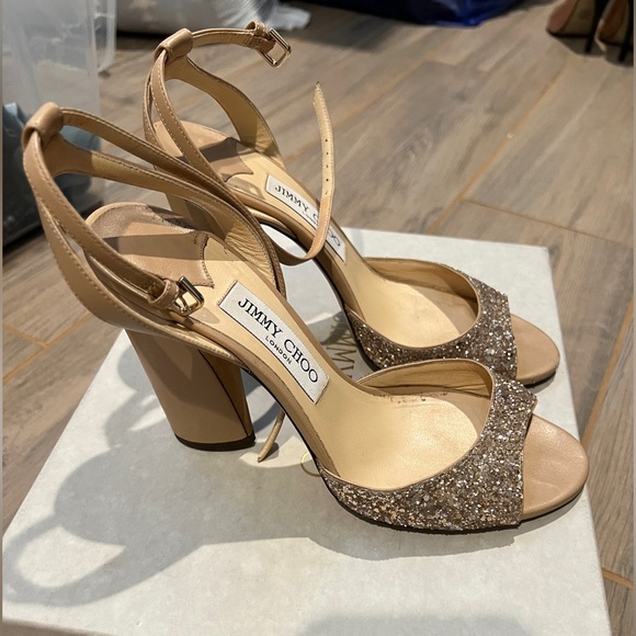 Jimmy Choo Glitter Nude Sandal size 38.5 - Picture 2 of 11